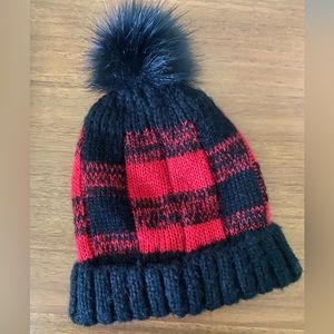New Buffalo Check Plaid Pom knit hat